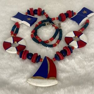 NAUTICAL PAINTED WOODEN NECKLACE